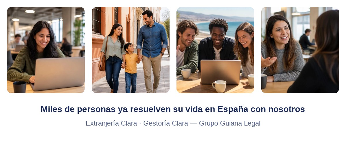 Clientes de Extranjería Clara y Gestoría Clara resolviendo sus trámites en España